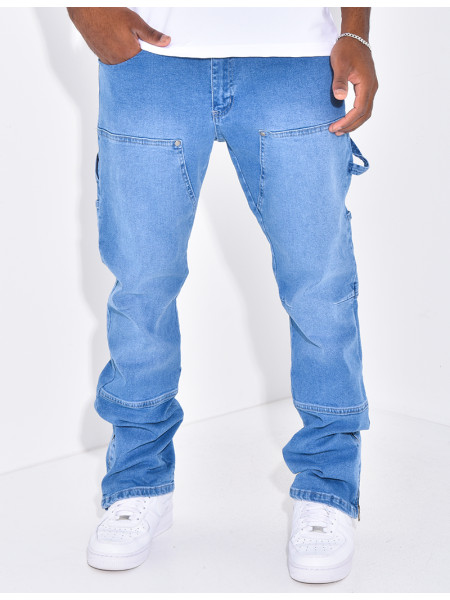 Jeans large à fermeture éclaire aux chevilles