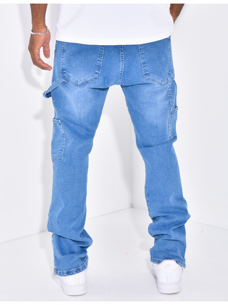 Jeans large à fermeture éclaire aux chevilles