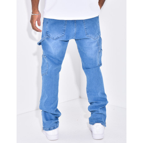 Jeans large à fermeture éclaire aux chevilles