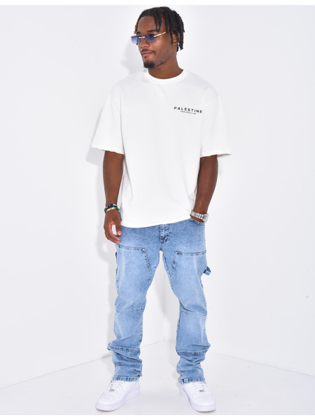 Jeans large à fermeture éclaire aux chevilles