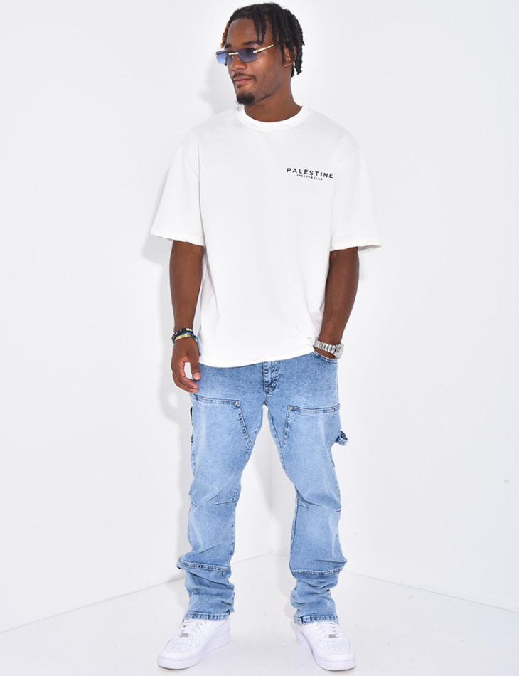 Jeans large à fermeture éclaire aux chevilles