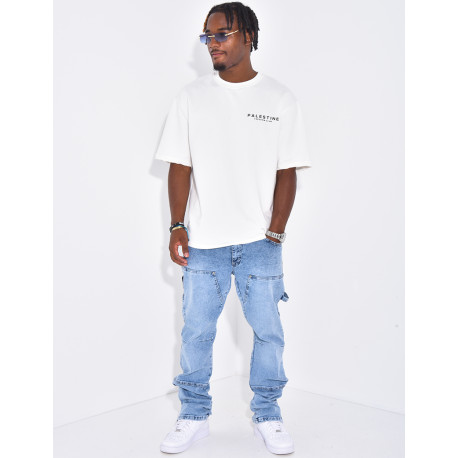 Jeans large à fermeture éclaire aux chevilles