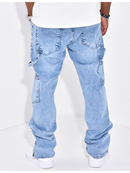 Jeans large à fermeture éclaire aux chevilles