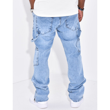 Jeans large à fermeture éclaire aux chevilles