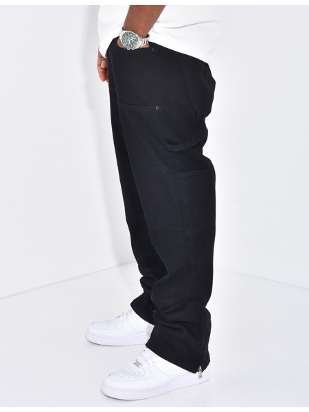 Jeans large à fermeture éclaire aux chevilles