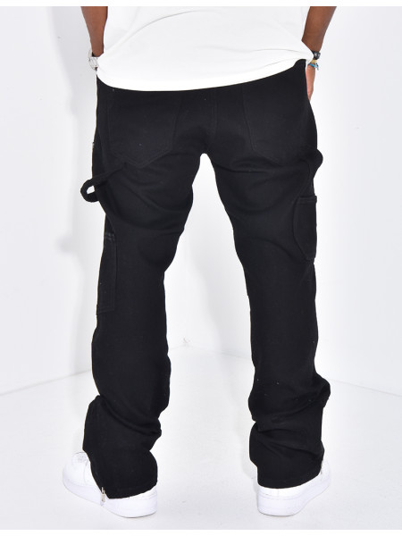 Jeans large à fermeture éclaire aux chevilles