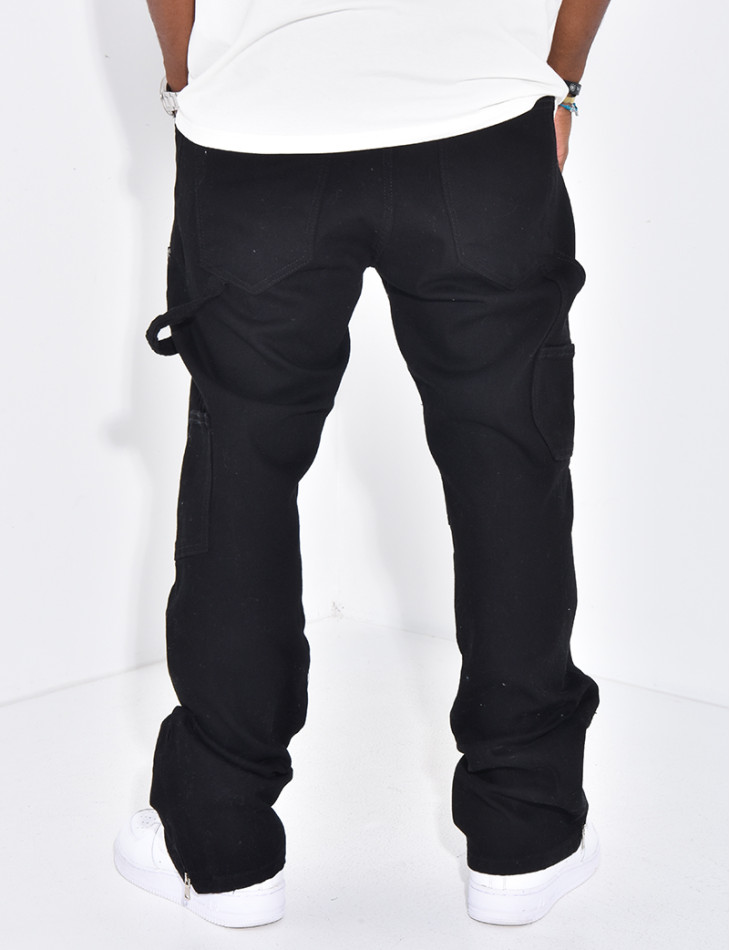 Jeans large à fermeture éclaire aux chevilles