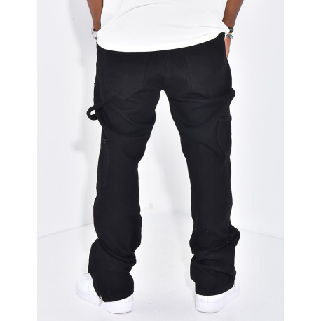 Jeans large à fermeture éclaire aux chevilles