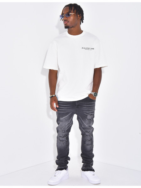 Jeans coupe droite à fermeture éclaire