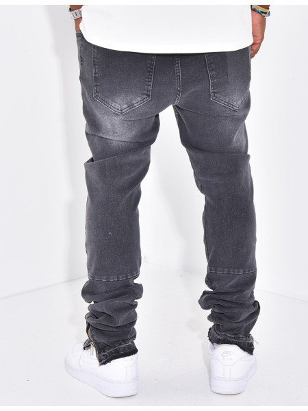 Jeans coupe droite à fermeture éclaire