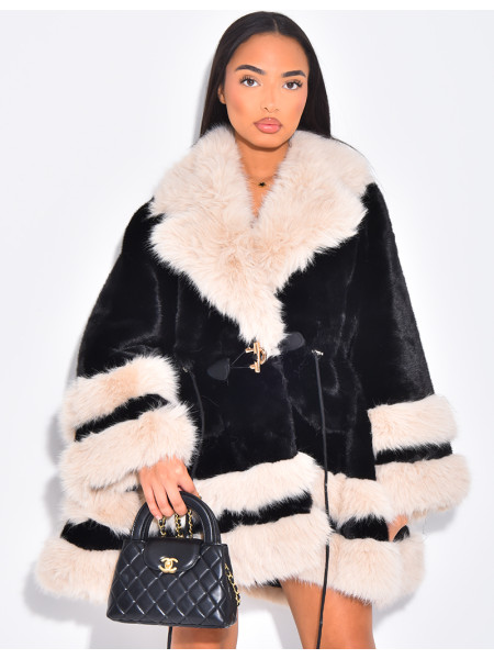 Manteau ample à fausse fourrure premium