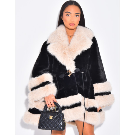 Manteau ample à fausse fourrure premium