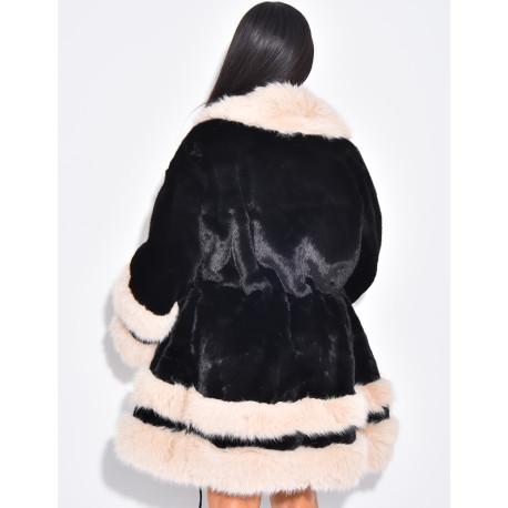 Manteau ample à fausse fourrure premium