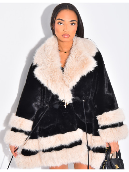 Manteau ample à fausse fourrure premium