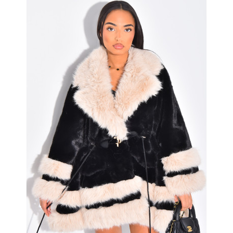 Manteau ample à fausse fourrure premium
