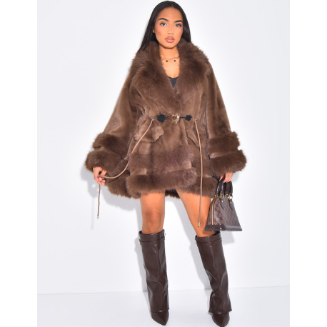Manteau ample à fausse fourrure premium