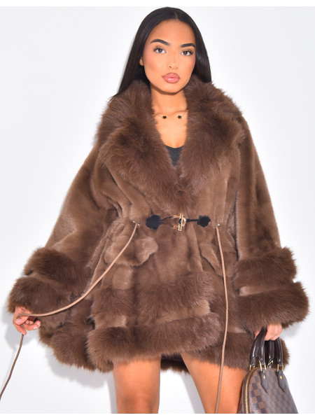 Lockerer Mantel mit Premium-Fake Fur