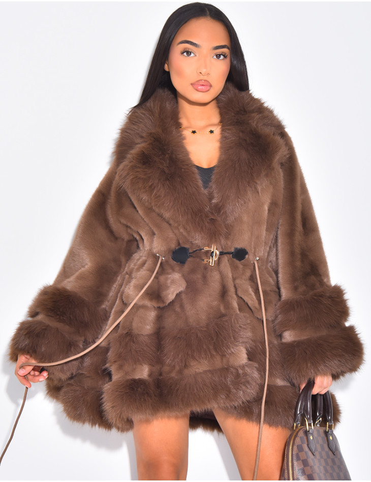 Lockerer Mantel mit Premium-Fake Fur
