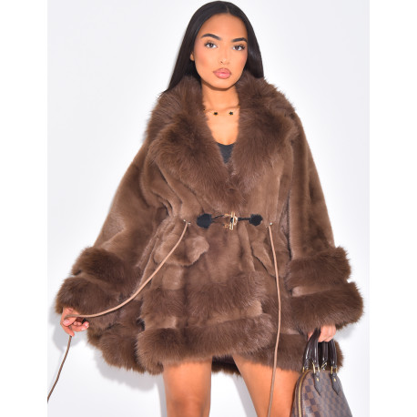 Lockerer Mantel mit Premium-Fake Fur