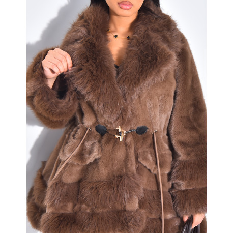 Lockerer Mantel mit Premium-Fake Fur