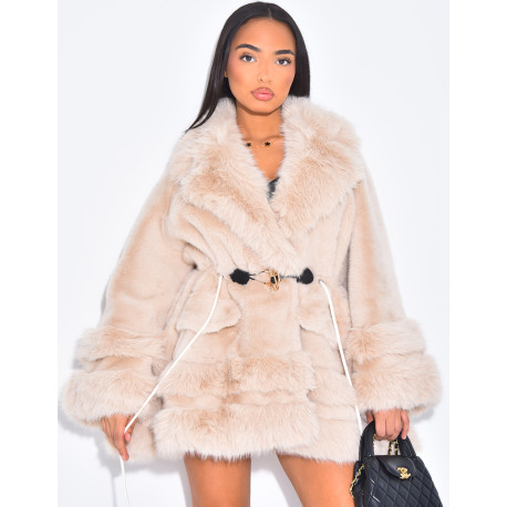 Lockerer Mantel mit Premium-Fake Fur