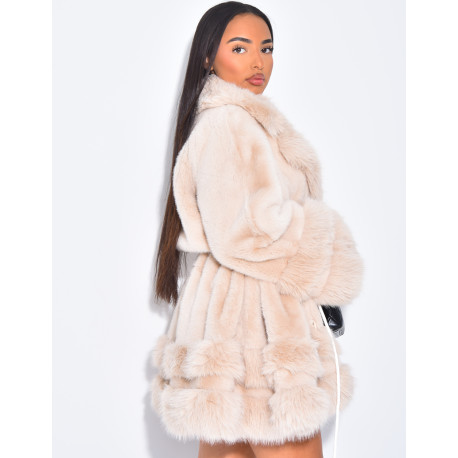 Lockerer Mantel mit Premium-Fake Fur