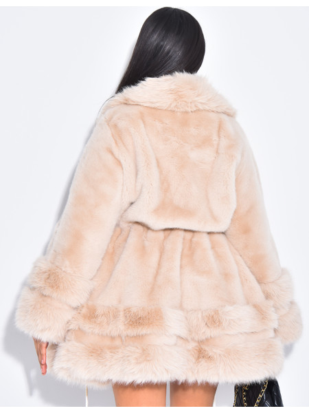 Lockerer Mantel mit Premium-Fake Fur