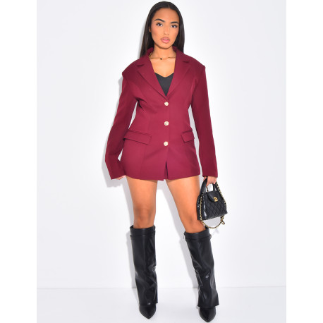 Veste blazer cintrée avec boutons dorés