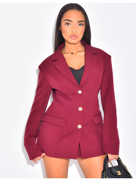 Veste blazer cintrée avec boutons dorés