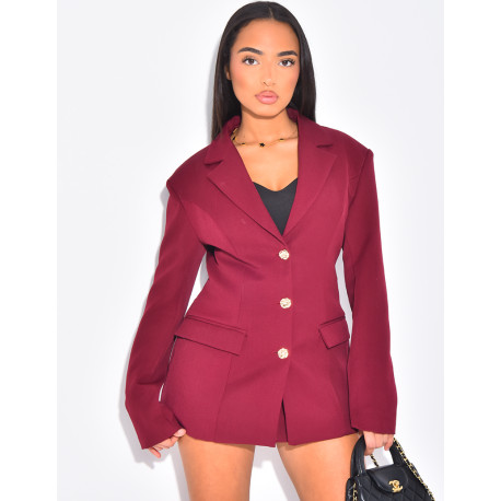 Veste blazer cintrée avec boutons dorés