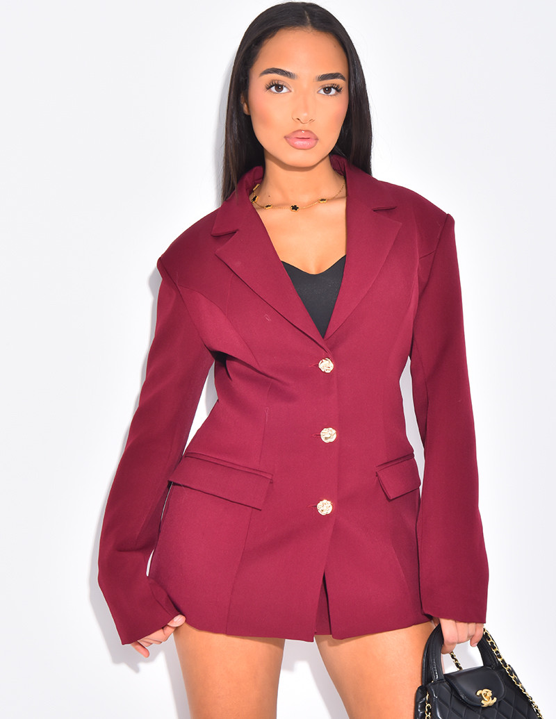 Veste blazer cintrée avec...