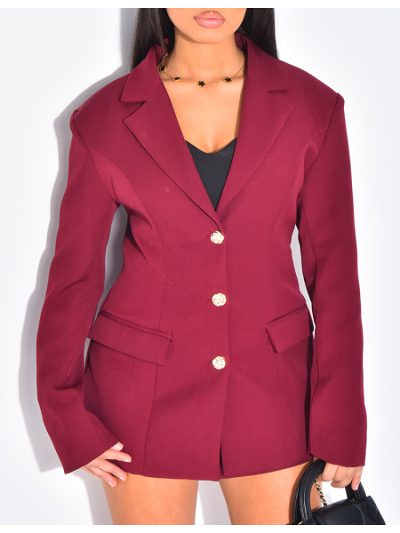Veste blazer cintrée avec boutons dorés