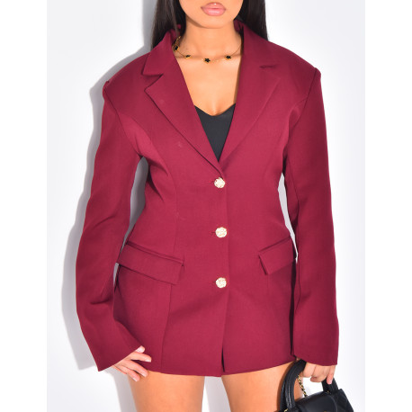 Veste blazer cintrée avec boutons dorés