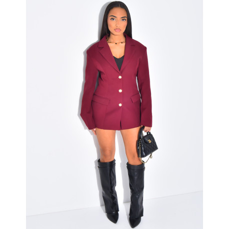 Veste blazer cintrée avec boutons dorés