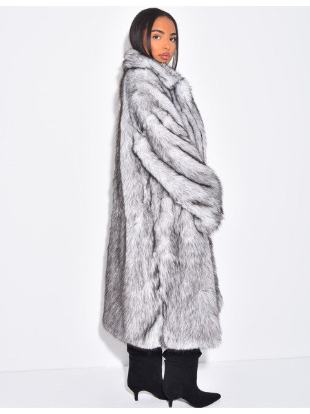 Manteau long oversize en fausse fourrure