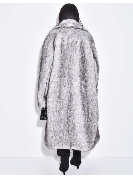Manteau long oversize en fausse fourrure