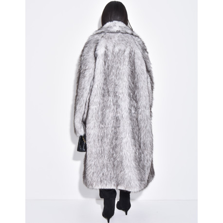Manteau long oversize en fausse fourrure