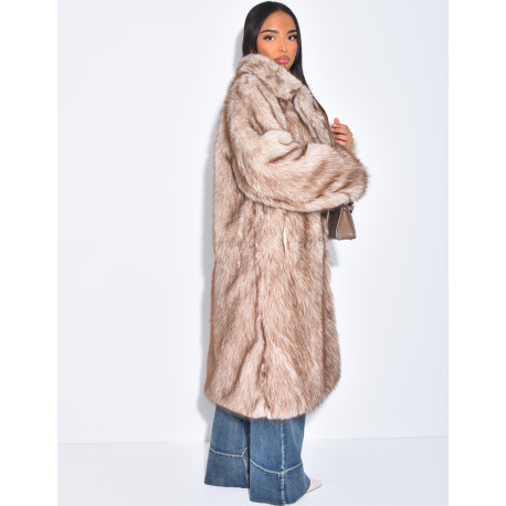 Manteau long oversize en fausse fourrure