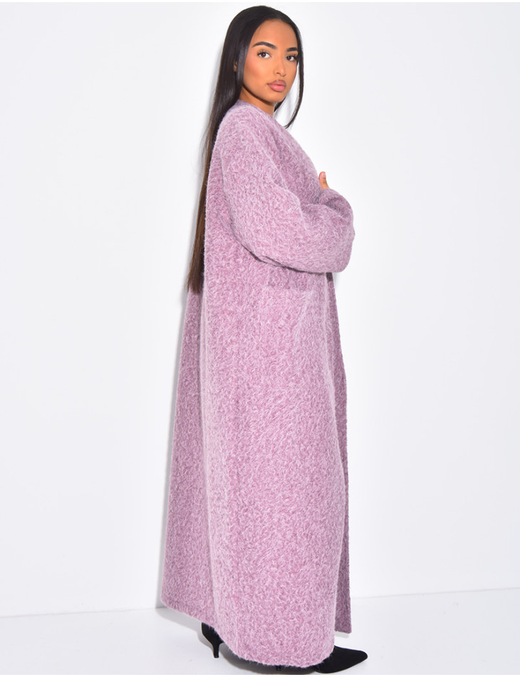 Manteau oversize en laine chiné