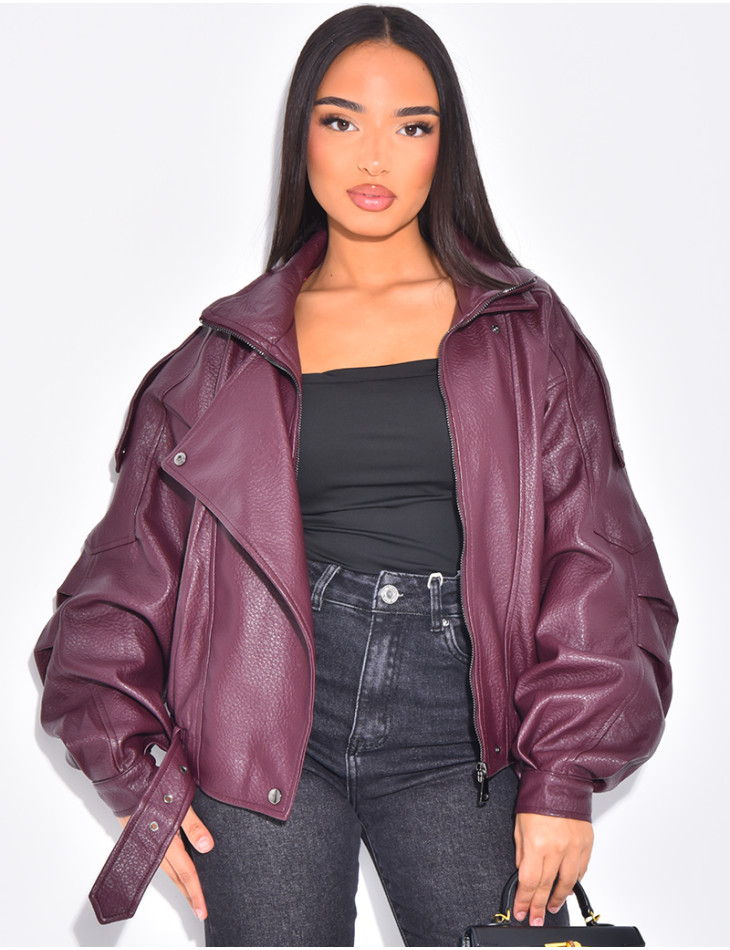 Veste bombardier en similicuir grainé