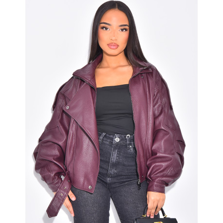 Veste bombardier en similicuir grainé