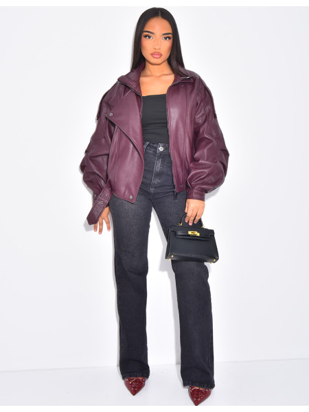 Veste bombardier en similicuir grainé