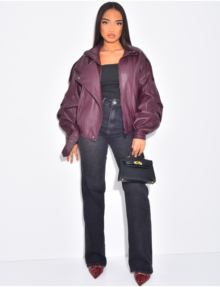 Veste bombardier en similicuir grainé