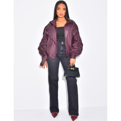 Veste bombardier en similicuir grainé