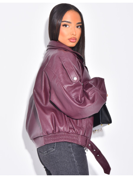 Veste bombardier en similicuir grainé