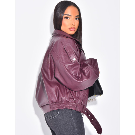 Veste bombardier en similicuir grainé