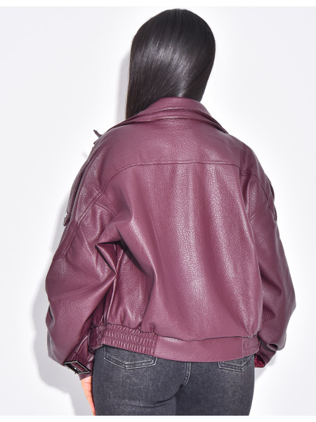 Veste bombardier en similicuir grainé