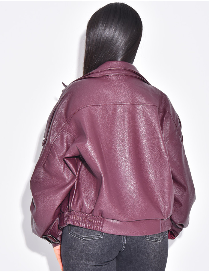 Veste bombardier en similicuir grainé