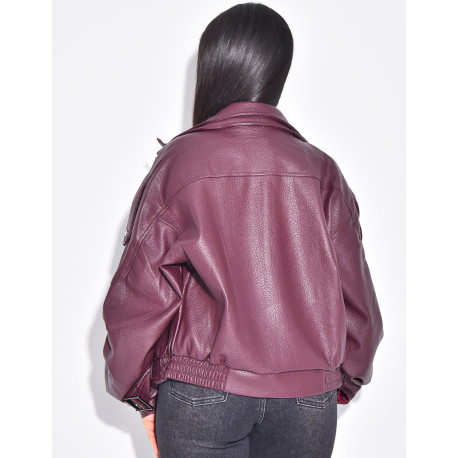 Veste bombardier en similicuir grainé