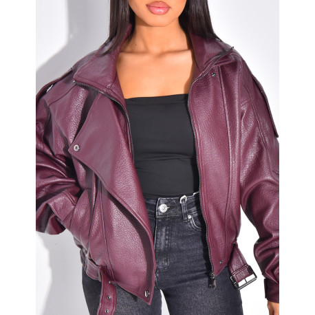 Veste bombardier en similicuir grainé